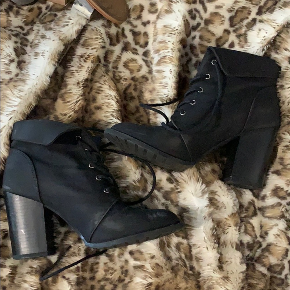 Black heeled booties